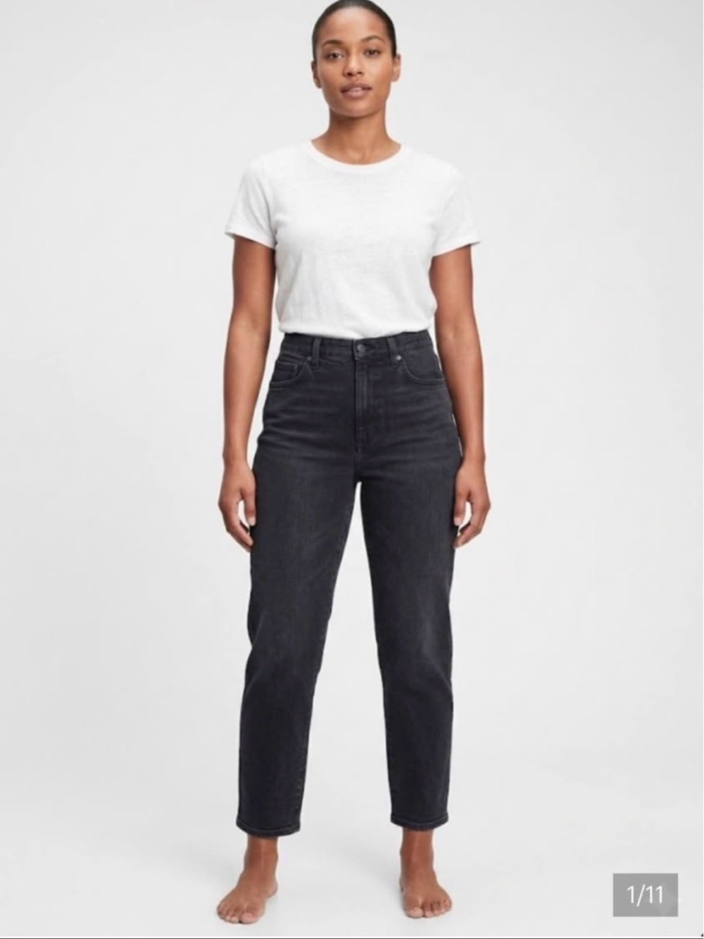 aerie High-Rise Straight Jeans in Washed Black